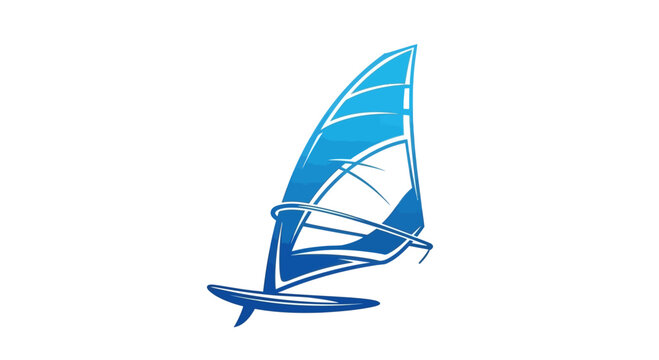 Blue Windsurfing Sail Icon Vector Illustration