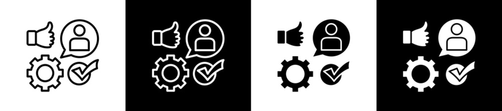 Confirm Icon In Outline And Glyph Styles With Black And White Variations