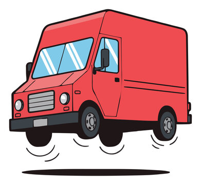 Hover delivery step van logistic icon. Generative AI