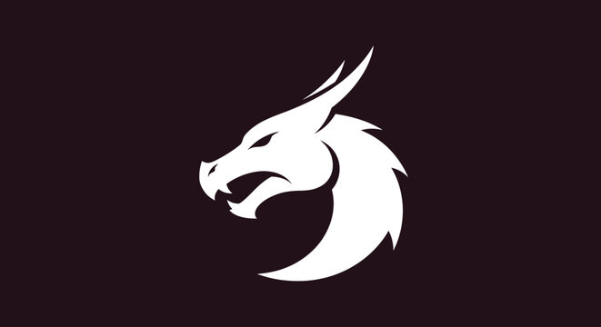 White dragon head logo profile view.