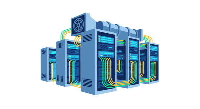 Blue computer server hardware technology.