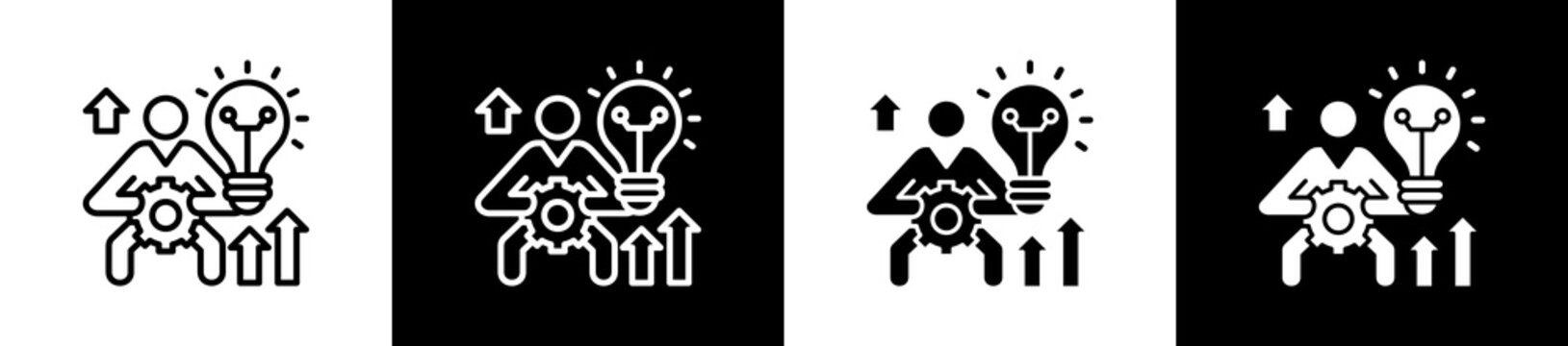 Bootcamp Icon In Outline And Glyph Styles With Black And White Variations