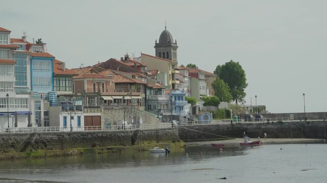 Luanco Harbor Waterfront and Coastal Townscape in Asturias Spain Landscape