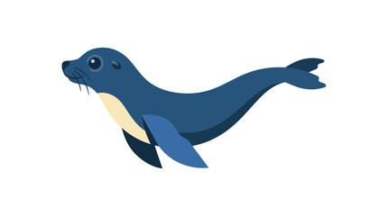 Cute Cartoon Seal Swimming, Vector Illustration © Denso