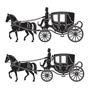 classic luxury horse carriage silhouette symbol