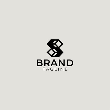 Letter S Cubes Monogram Template. S Diamond Cubic Logo idea. 
