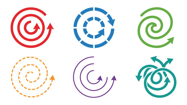Collection of colorful circular arrow icons for business or design use