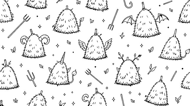 Whimsical Witch Hat Pattern with Forks and Spoons.