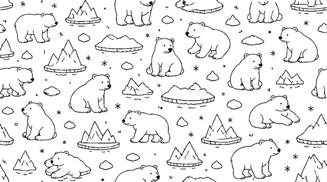 Playful polar bears and teepees pattern design.