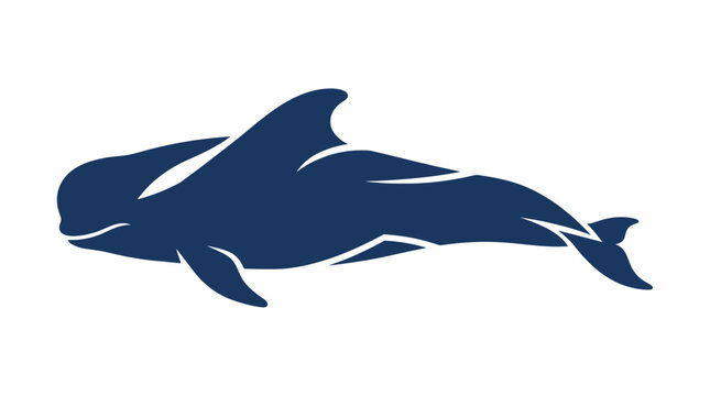 Dark Blue Pilot Whale Silhouette Swimming