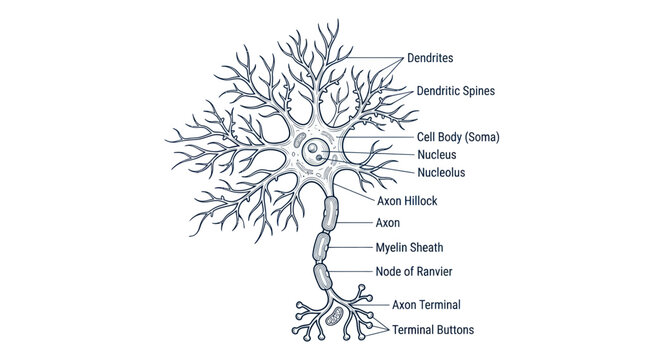 Neuron Anatomy Diagram: Detailed Illustration of Nerve Cell Structure and Function