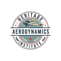 Heritage Aerodynamics Institute vintage biplane emblem. © City