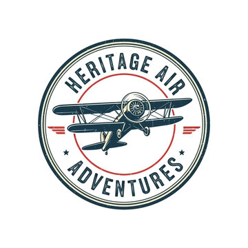 Heritage air adventures badge with biplane.