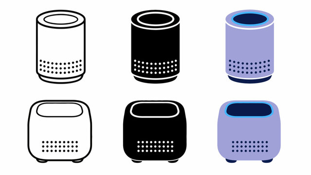 Collection of various modern air purifier designs in black, white, and blue