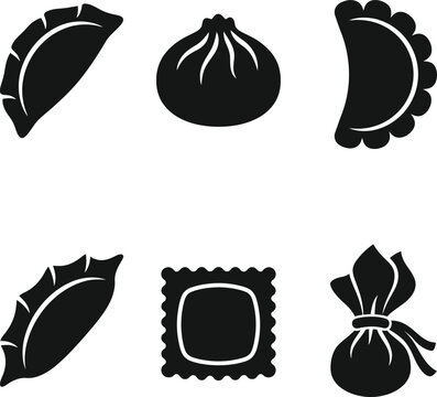 Assorted Dumpling Silhouettes against a clean white background representing diverse food icons