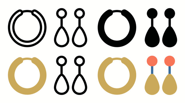 Variety of earring designs in black and gold with colorful accents