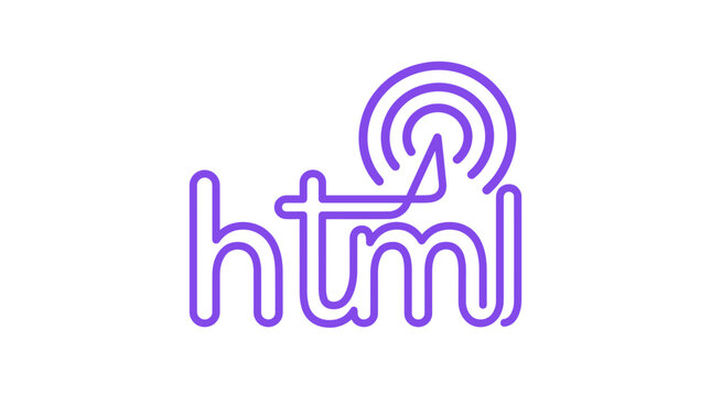 Creative HTML text logo with wireless signal waves icon.