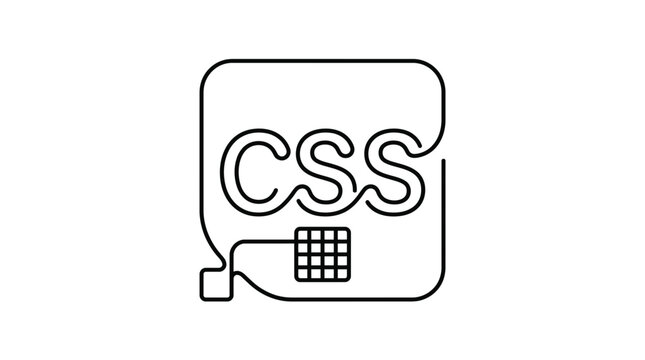 CSS web programming logo icon with integrated computer chip.