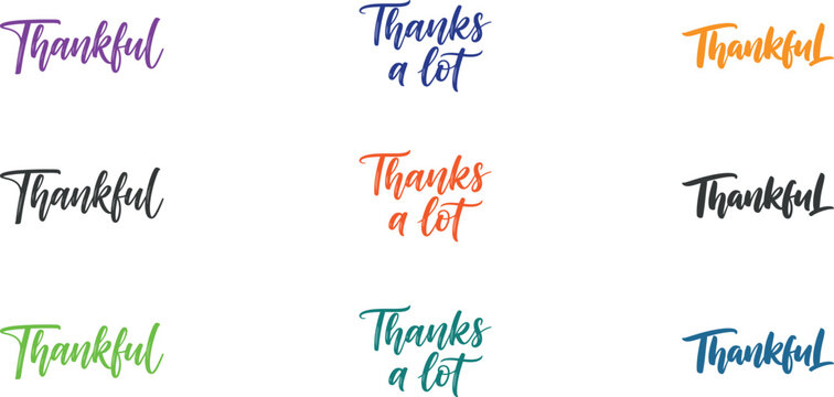 Colorful thankful expressions typography designs