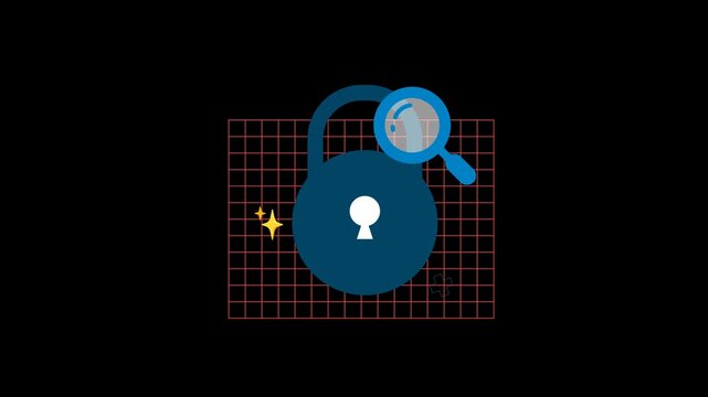 4K Cross mark with lock icon animation on transparent screen. Symbol of privacy and protection. Digital security, data protection, privacy safety. cyber protection motion graphic