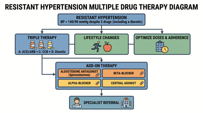 Resistant Hypertension Multiple Drug Therapy Diagram