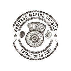 Marine fossils heritage circular emblem. © trendy