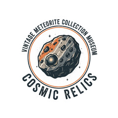 Museum logo for vintage meteorite cosmic relics. © trendy