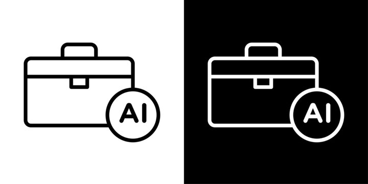 AI toolkit icon in outline style featuring toolbox and artificial intelligence elements representing smart productivity tools, automation software, digital workflows, and AI-powered solutions.