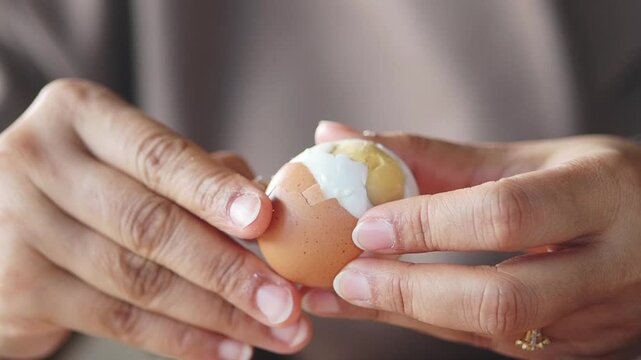 Making a simple dish with eggs in the kitchen