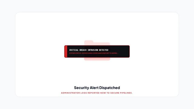 Security Alert Dispatched Critical Breach Intrusion Detected Administration Log Report Light Theme UI Animation