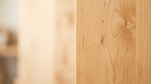 Close up of light brown natural wood grain texture with knot