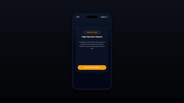 Flight Verification Desk Mobile Application User Interface with Flight Operation Delayed Operational Air Matrix Buffer Postponed Screen Animation