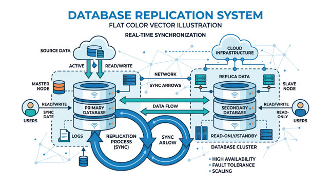 Database replication system architecture for real time synchronization