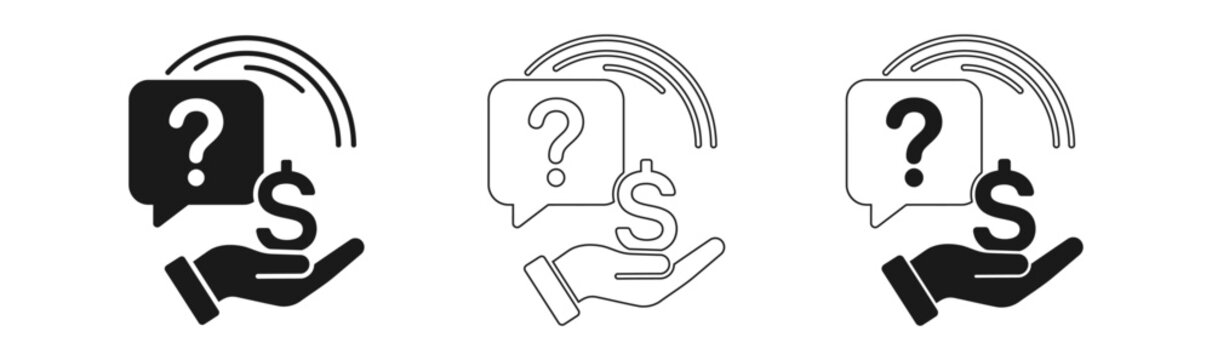 Financial inquiry icons with question marks and dollar signs