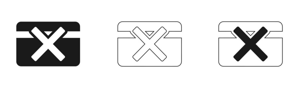 Three variations of a delete icon in different styles for user interface design