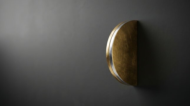 Modern gold half moon wall sconce on dark gray background