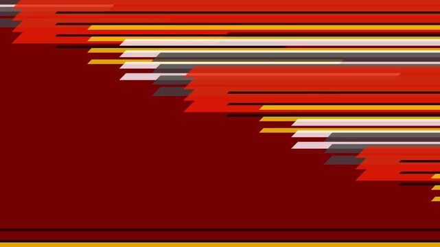 Abstract Geometric Animation of Colorful Horizontal Lines Sliding Over Red Background