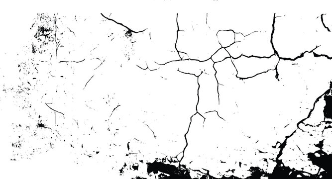 Rugged black and white abstract paint texture. Stark monochrome cracked pattern for digital art.