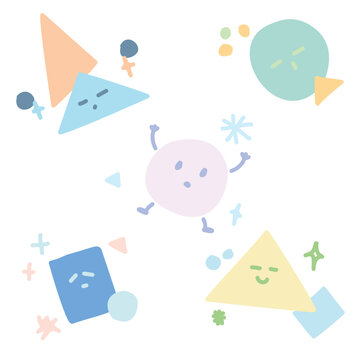 Geometric character design, cartoon geometric shape