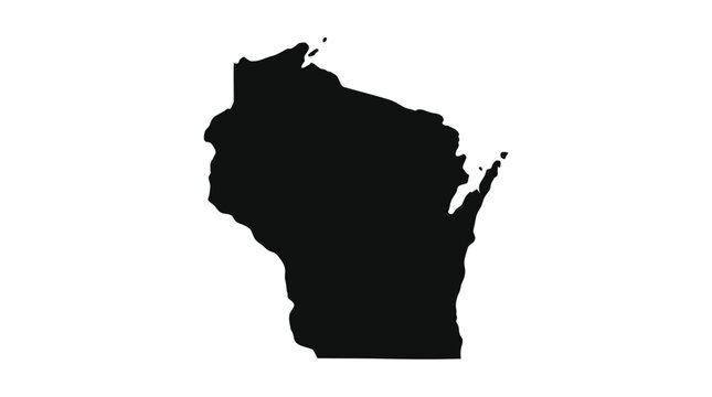 Wisconsin state map silhouette in solid black