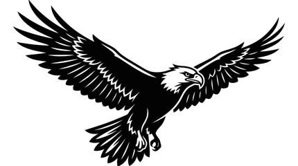 Fototapeta premium Majestic bald eagle flying with wide open wings