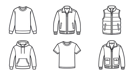 Minimalist clothing icons set featuring sweatshirt jacket and hoodie © edur