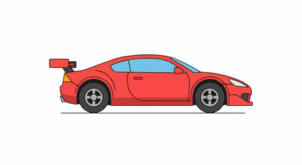 Fototapeta premium A red sports car with a spoiler on a white background