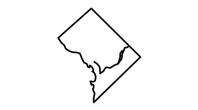 Washington dc district map outline in minimalist black line art