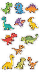 Collection of Cute Mini Dinosaur Stickers © Rizky