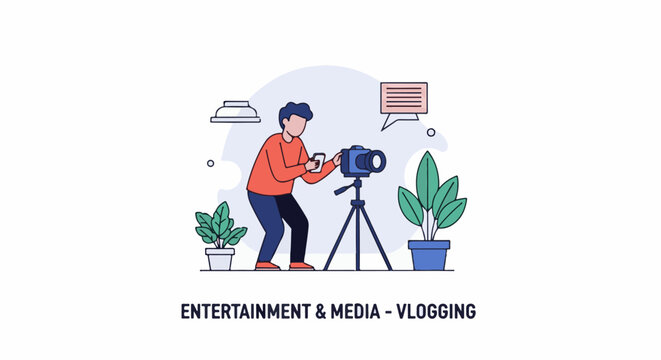 A person vlogging with a camera on a tripod