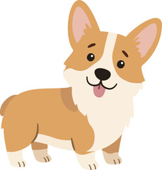 Obraz premium Corgi dog standing and smiling cute cartoon illustration