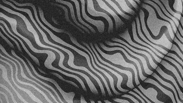 Grainy black white monochromatic abstract wavy ripple pattern fabric texture dark ripples, textured background 4k.