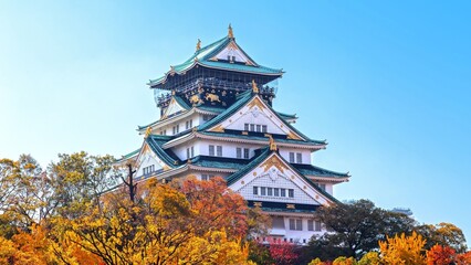 Osaka Castle in Autumn – Iconic Japanese Castle with Vibrant Fall Foliage © Zaky