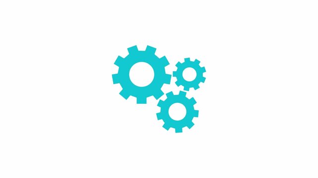  Animated setting line icon. spinning gears animation. setting cogwheel. configuration tool. operating system. loop video with alpha channel.
